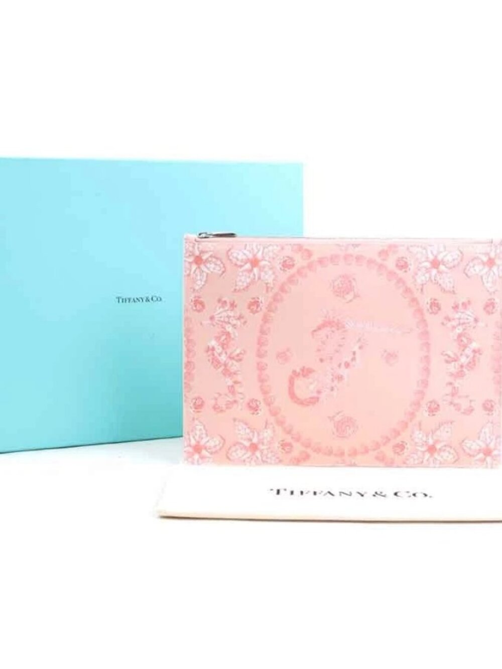 Auth TIFFANY&Co. Clutch Bag Pink Leather/Silvertone - Picture 2 of 13